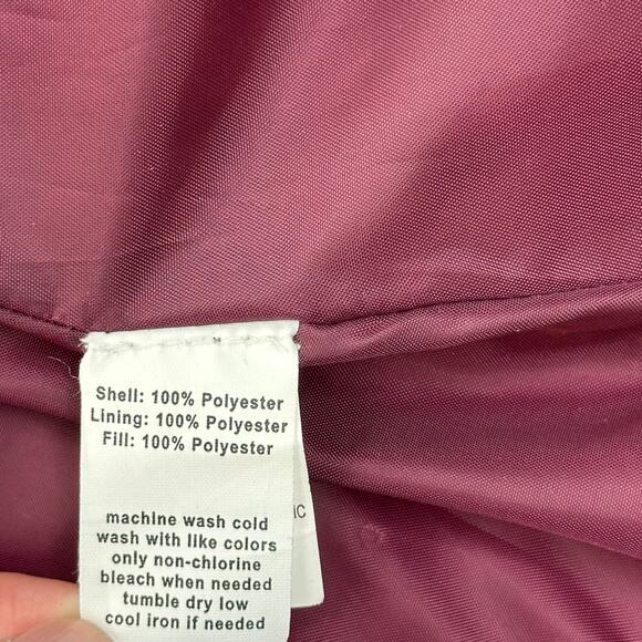 Exertek Maroon Faux Fur Trim Puffer Vest Full Zip Lightweight Womens Size Large - Picture 9 of 12